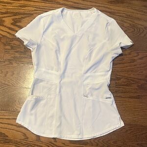 White V-Neck Scrub Top